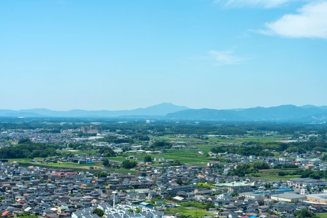 筑波山を望むつくばの風景
